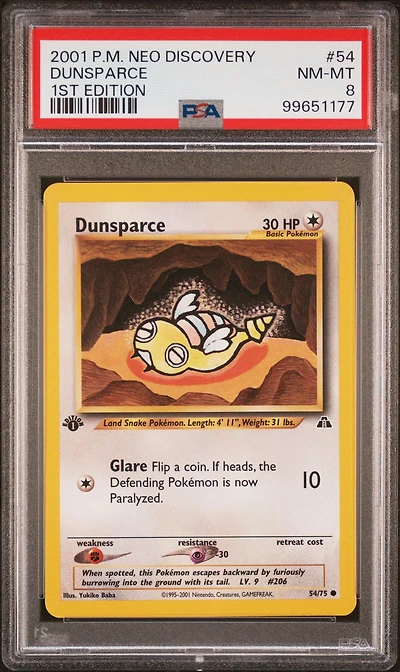 2001 Pokemon Neo Discovery 54 Dunsparce 1st Edition PSA 8