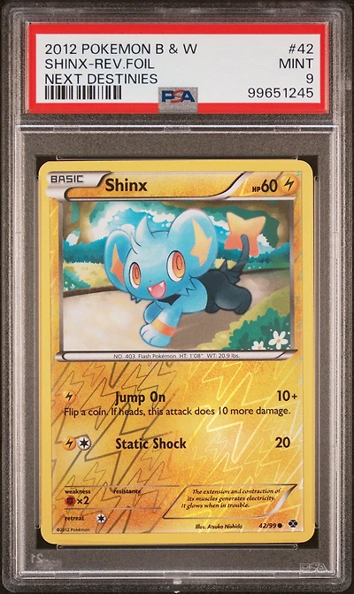 2012 Pokemon Black & White Next Destinies 42 Shinx-reverse Foil PSA 9