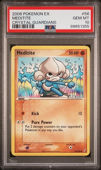 2006 Pokemon Ex Crystal Guardians 56 Meditite PSA 10