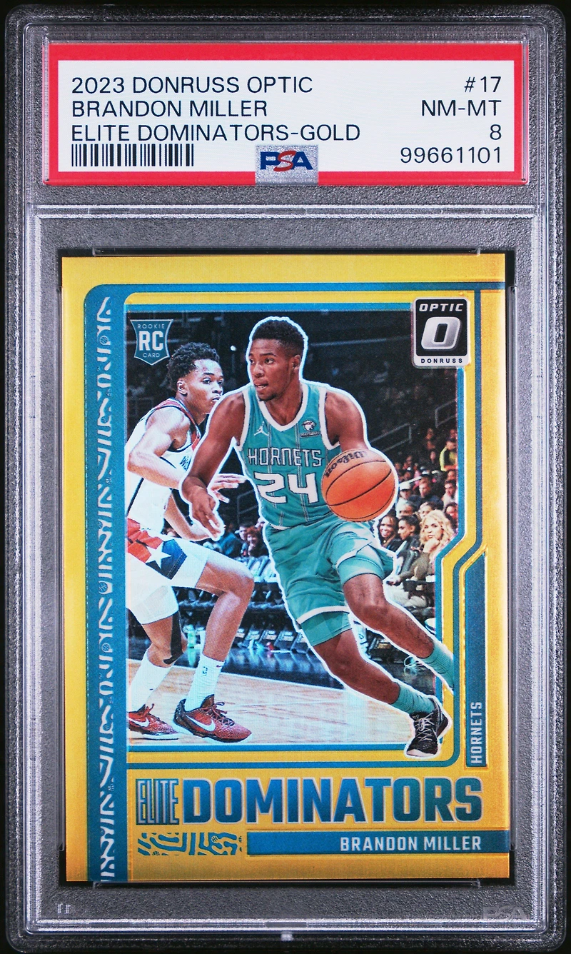 2023 Panini Donruss Optic Elite Dominators 17 Brandon Miller Gold PSA 8