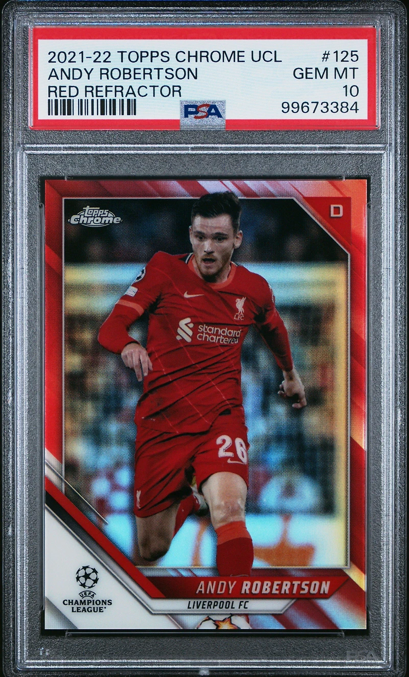 2021 Topps Chrome Uefa Champions League 125 Andy Robertson Red Refractor PSA 10