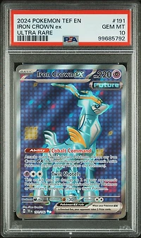 2024 Pokemon Tef En-temporal Forces 191 Iron Crown Ex Ultra Rare PSA 10
