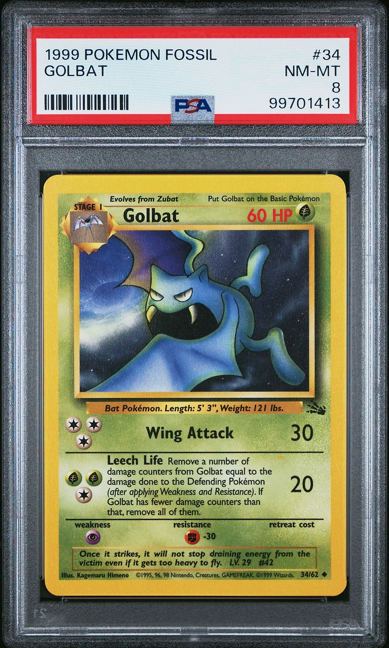 1999 Pokemon Fossil 34 Golbat PSA 8