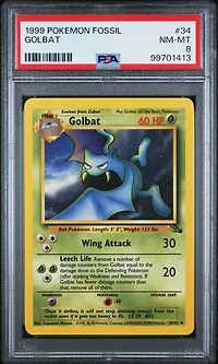 1999 Pokemon Fossil 34 Golbat PSA 8