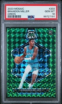 2023 Panini Mosaic 202 Brandon Miller Green PSA 10