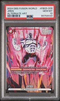 2024 Dragon Ball Super Card Game Fusion World Raging Roar Fb03-009 Jiren Alternate Art PSA 10