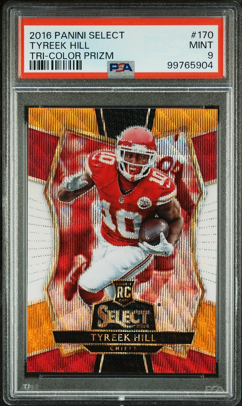 2016 Panini Select 170 Tyreek Hill Tri-color Prizm PSA 9