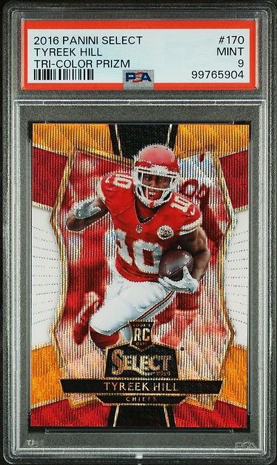 2016 Panini Select 170 Tyreek Hill Tri-color Prizm PSA 9