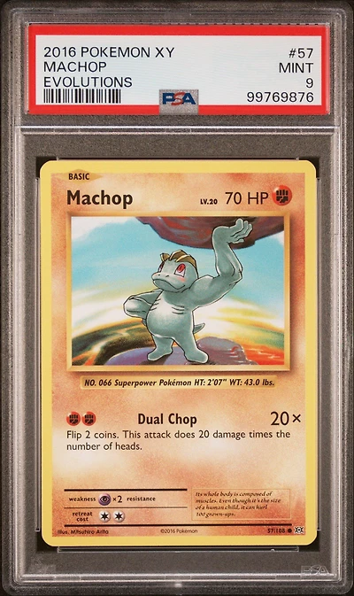 2016 Pokemon Xy Evolutions 57 Machop PSA 9
