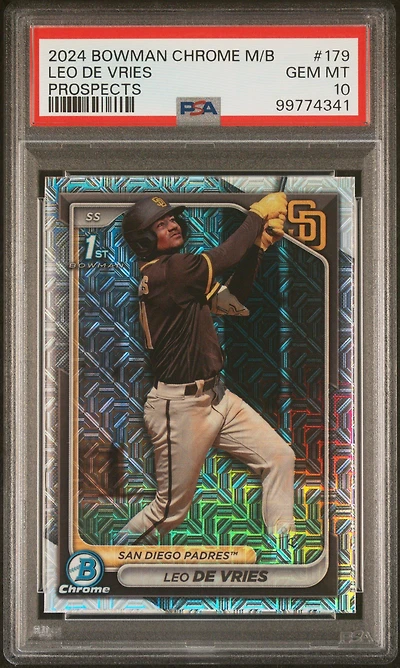 2024 Bowman Mega Box Chrome Prospects 179 Leo De Vries PSA 10