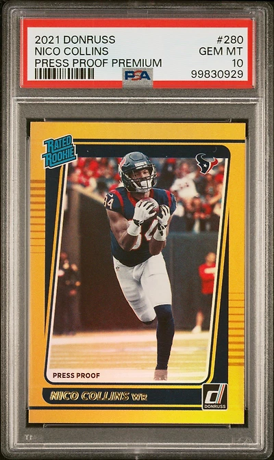 2021 Panini Donruss 280 Nico Collins Press Proof Premium PSA 10