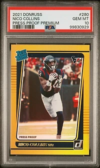 2021 Panini Donruss 280 Nico Collins Press Proof Premium PSA 10