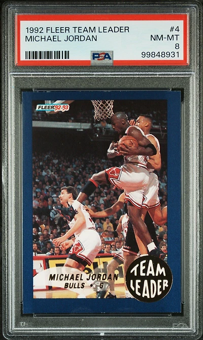 1992 Fleer Team Leaders 4 Michael Jordan PSA 8