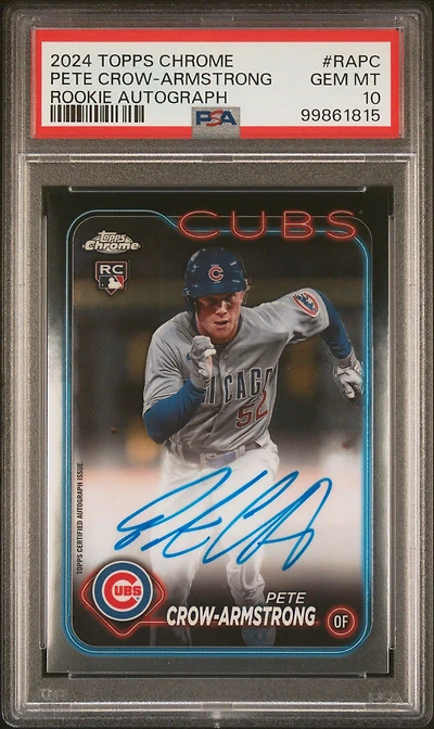 2024 Topps Chrome Rookie Autographs Rapc Pete Crow-armstrong PSA 10