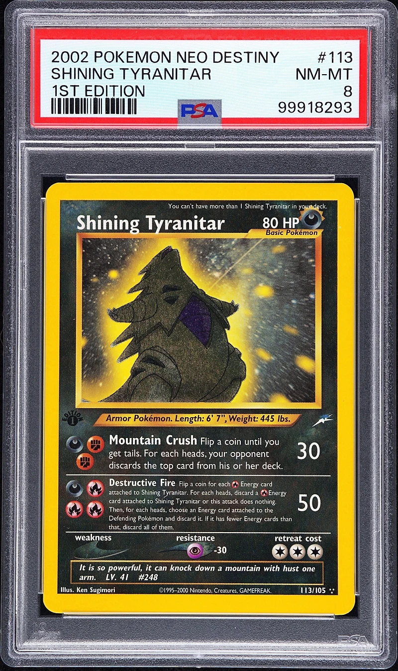 2002 Pokemon Neo Destiny 113 Shining Tyranitar 1st Edition PSA 8