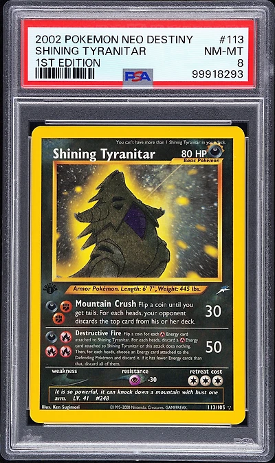 2002 Pokemon Neo Destiny 113 Shining Tyranitar 1st Edition PSA 8
