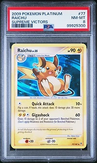 2009 Pokemon Platinum Supreme Victors 77 Raichu PSA 8