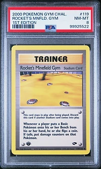 2000 Pokemon Gym Challenge 119 Rocket's Minefield Gym 1st Edition PSA 8
