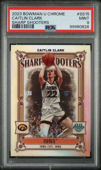 2023 Bowman University Chrome Sharp Shooters Ss15 Caitlin Clark PSA 9