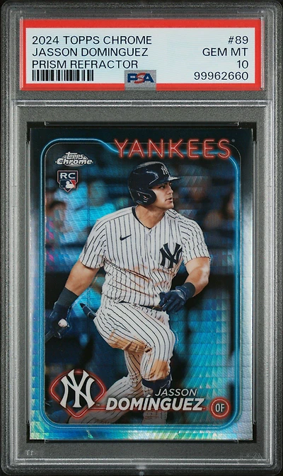 2024 Topps Chrome 89 Jasson Dominguez Prism Refractor PSA 10