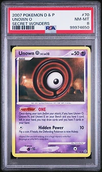 2007 Pokemon Diamond & Pearl Secret Wonders 70 Unown O PSA 8