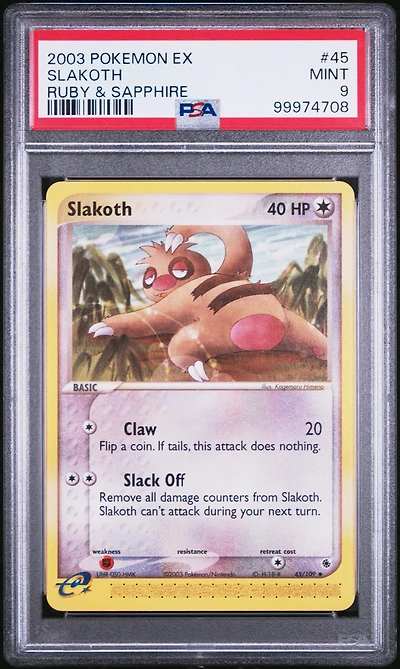 2003 Pokemon Ex Ruby & Sapphire 45 Slakoth PSA 9