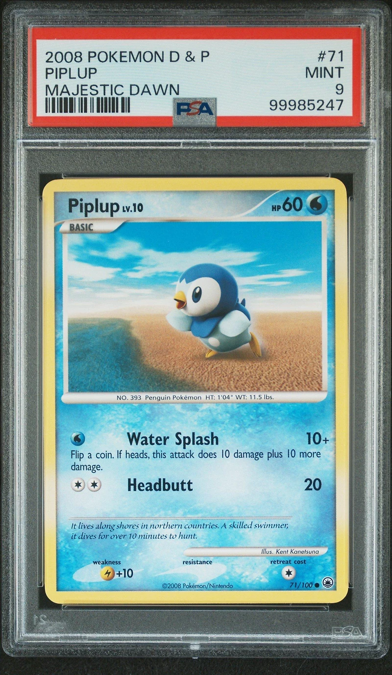 2008 Pokemon Diamond & Pearl Majestic Dawn 71 Piplup PSA 9