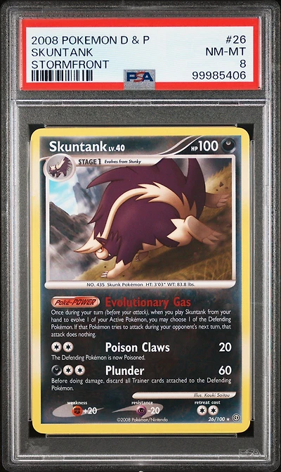 2008 Pokemon Diamond & Pearl Stormfront 26 Skuntank PSA 8