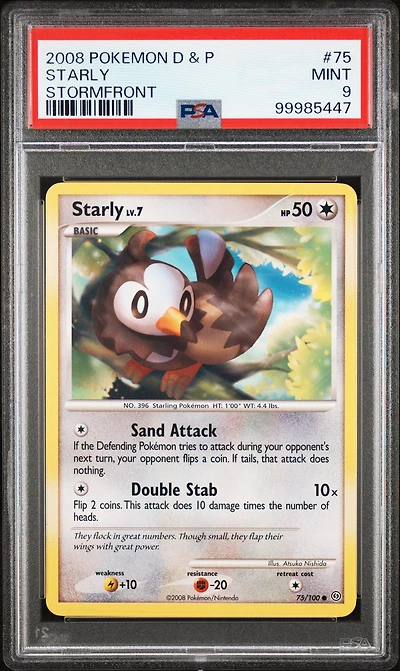 2008 Pokemon Diamond & Pearl Stormfront 75 Starly PSA 9