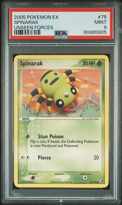 2005 Pokemon Ex Unseen Forces 75 Spinarak PSA 9