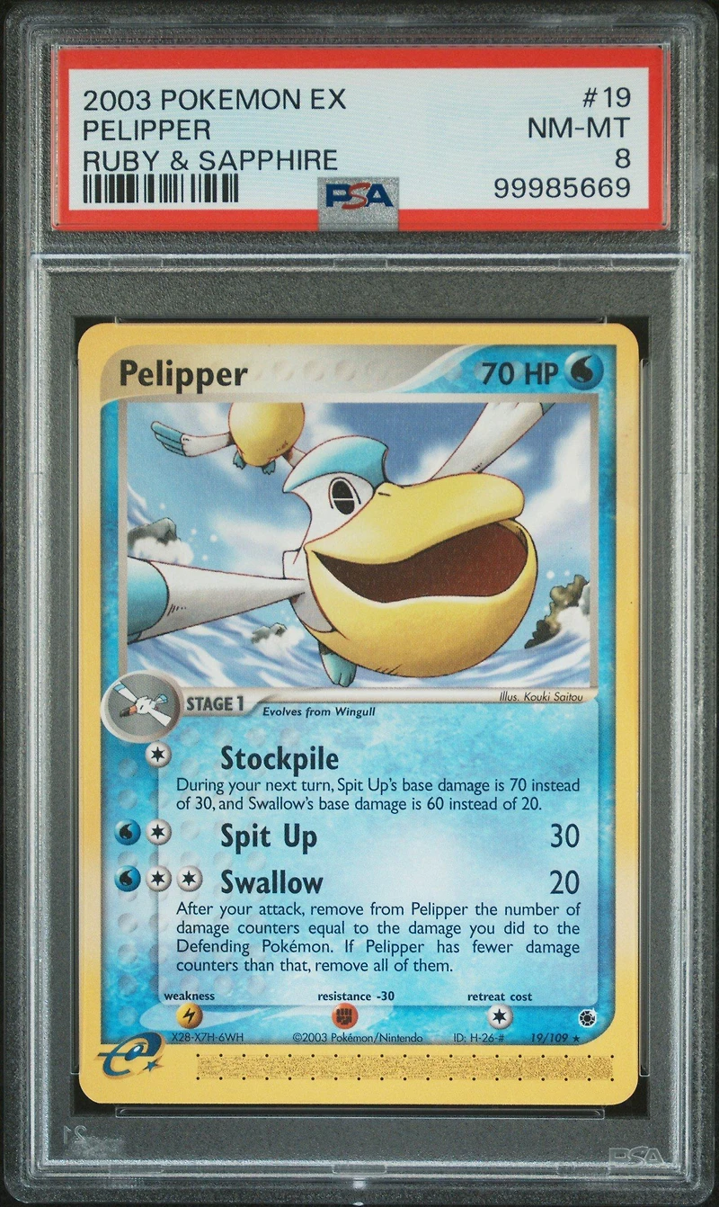 2003 Pokemon Ex Ruby & Sapphire 19 Pelipper PSA 8