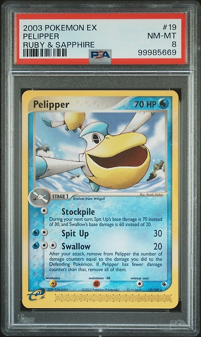 2003 Pokemon Ex Ruby & Sapphire 19 Pelipper PSA 8