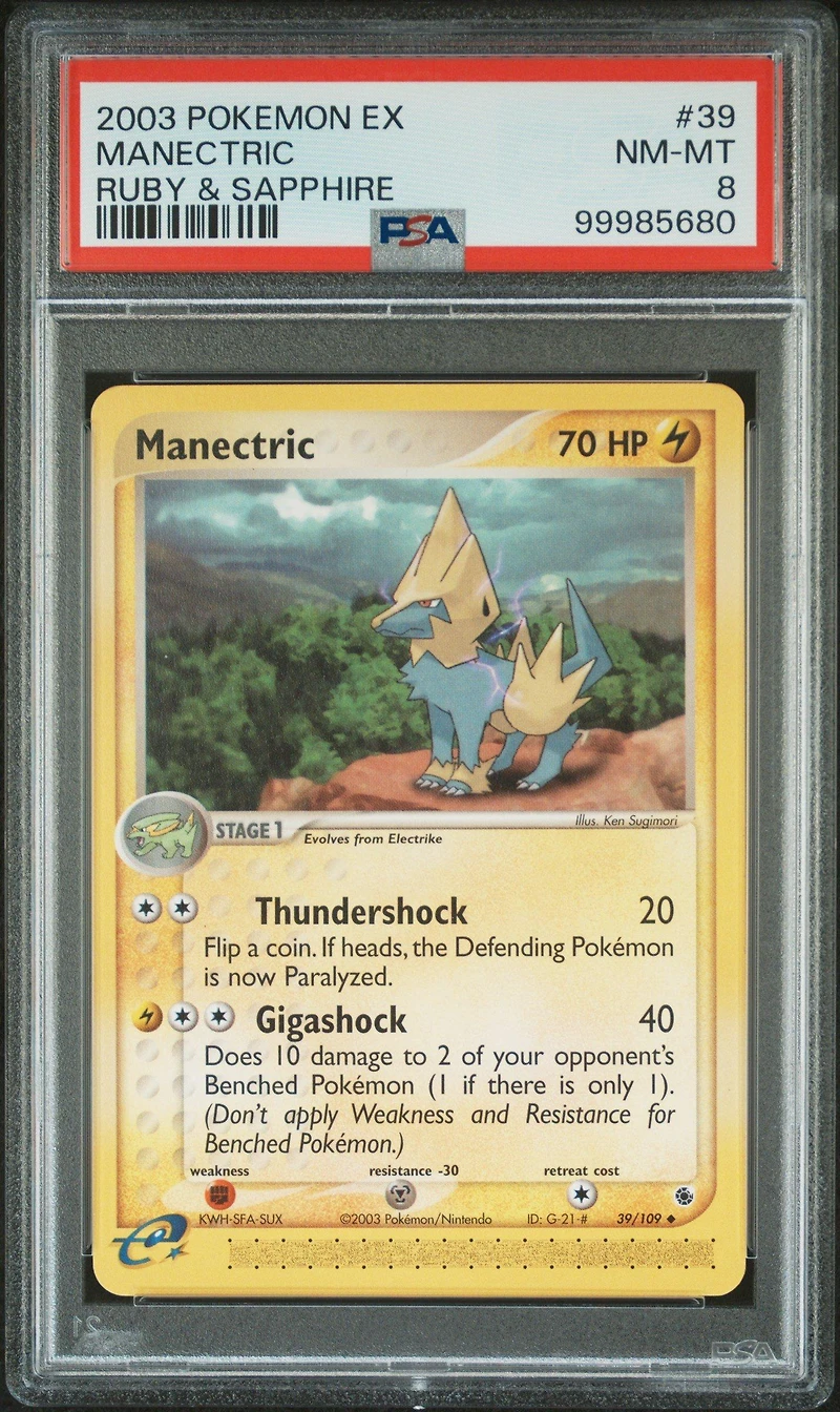 2003 Pokemon Ex Ruby & Sapphire 39 Manectric PSA 8