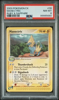 2003 Pokemon Ex Ruby & Sapphire 39 Manectric PSA 8