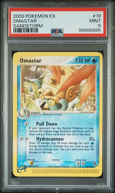 2003 Pokemon Ex Sandstorm 19 Omastar PSA 9