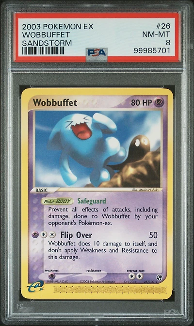 2003 Pokemon Ex Sandstorm 26 Wobbuffet PSA 8