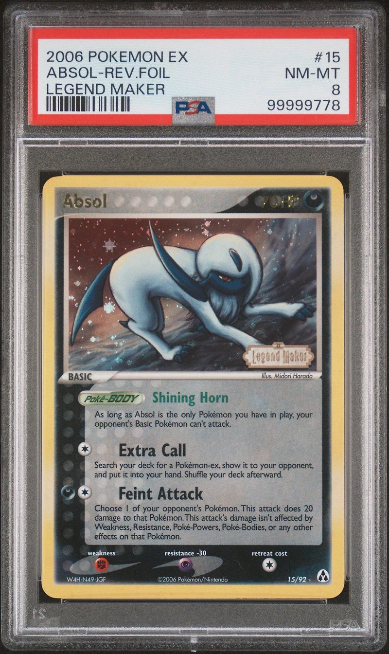 2006 Pokemon Ex Legend Maker 15 Absol-reverse Foil PSA 8
