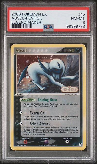 2006 Pokemon Ex Legend Maker 15 Absol-reverse Foil PSA 8