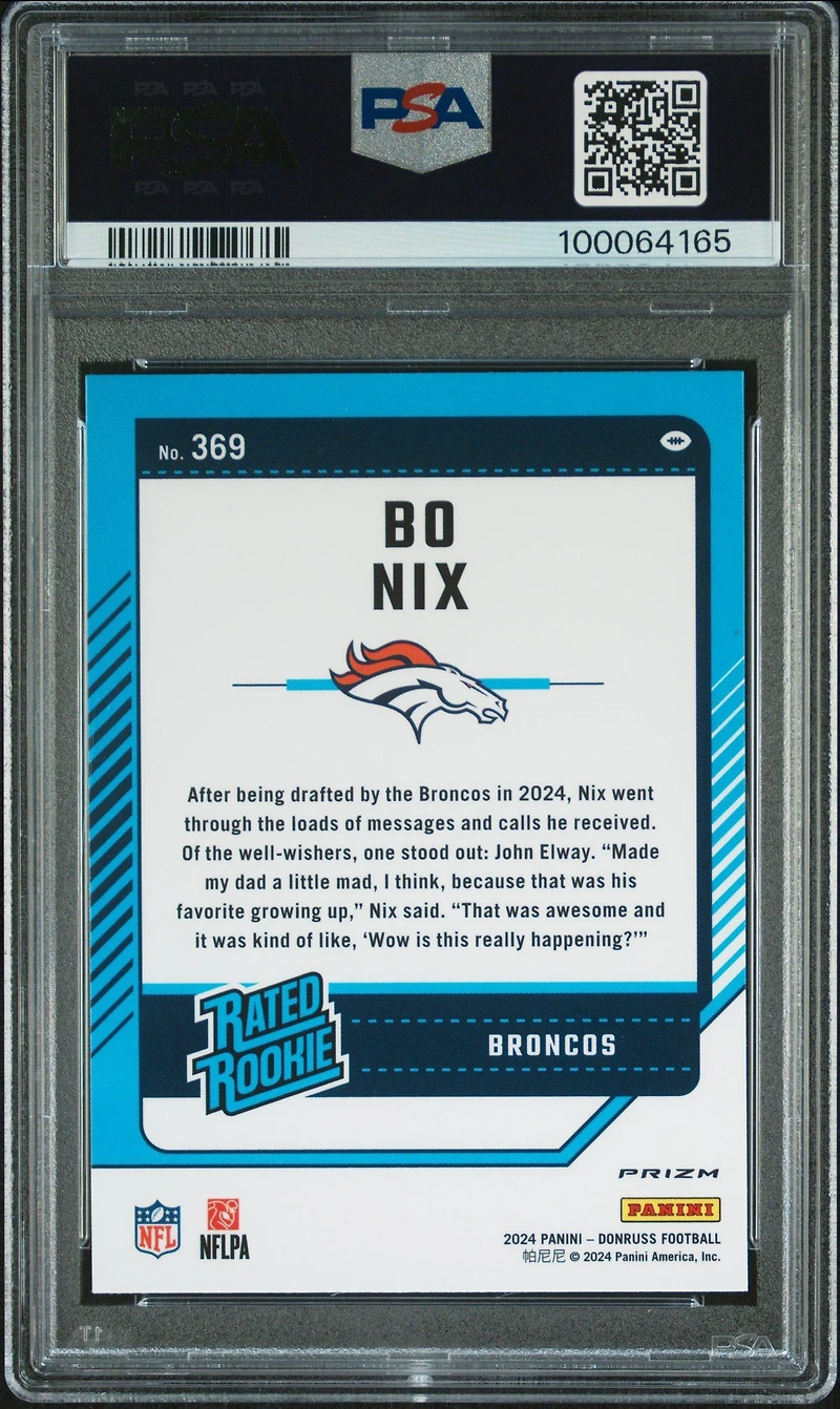 2024 Panini Donruss 369 Bo Nix Optic Preview-red Pandora PSA