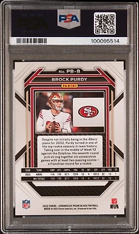 2022 Panini Chronicles Prizm Black Pb8 Brock Purdy PSA