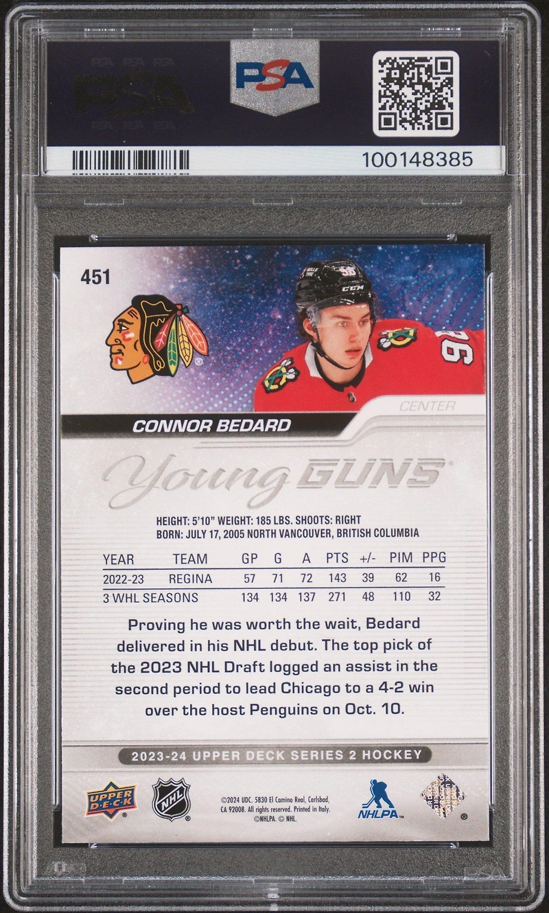 2023 Upper Deck 451 Connor Bedard PSA