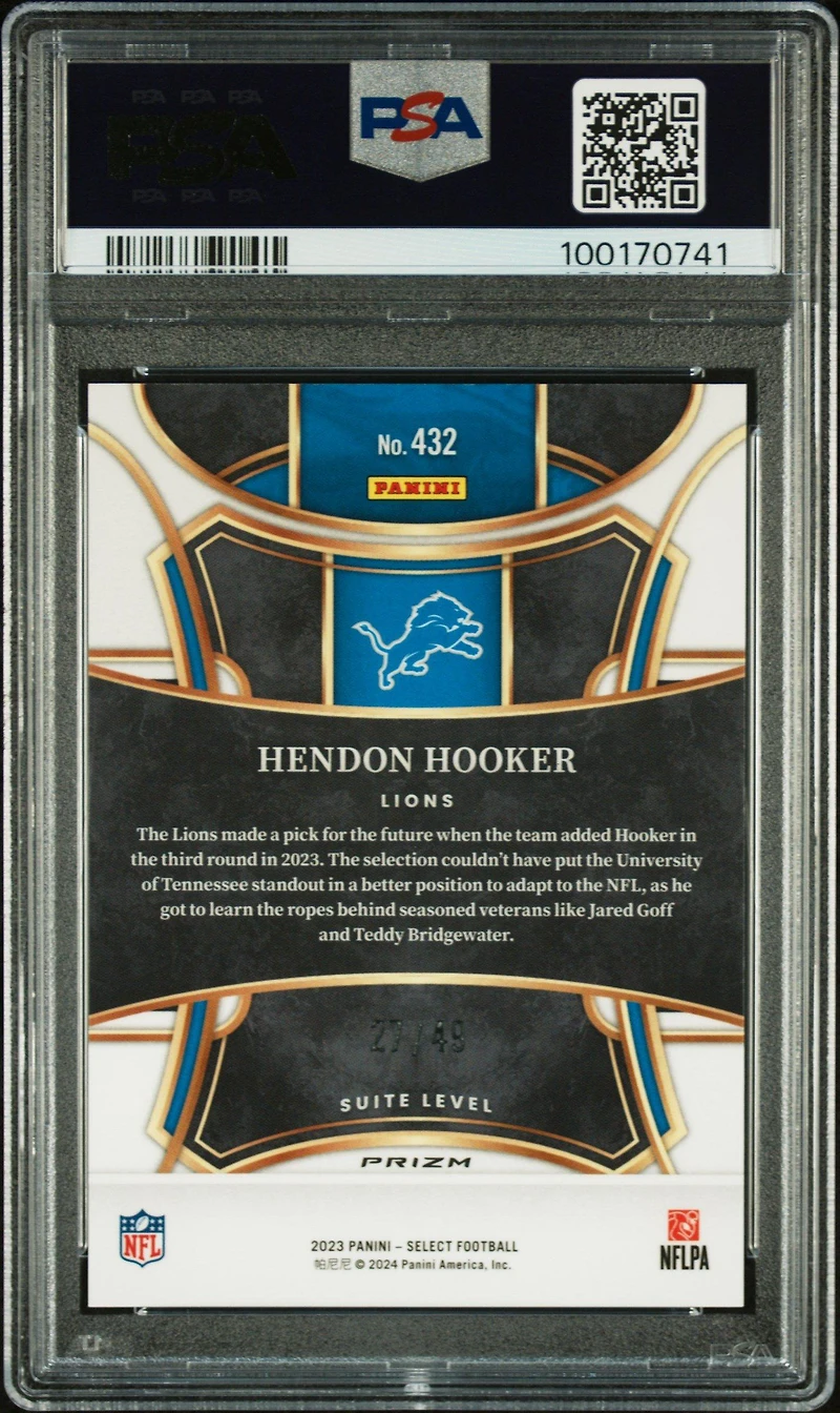 2023 Panini Select 432 Hendon Hooker Red Prizm PSA 10