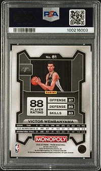 2023 Panini Prizm Monopoly 81 Victor Wembanyama PSA