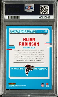 2023 Panini Donruss Optic 206 Bijan Robinson Green Velocity PSA 10