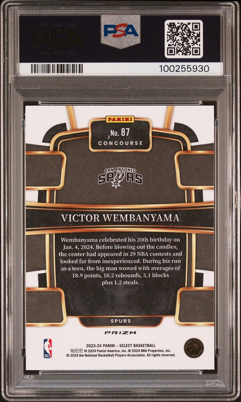 2023 Panini Select Victor Wembanyama Green/white/purple Prizm PSA