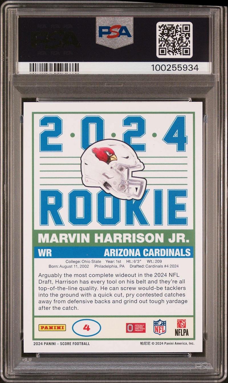 2024 Panini Score 35th Anniversary Rookie 4 Marvin Harrison Jr. PSA 10