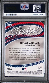 2024 Topps Chrome Strokes S12 Ronald Acuna Jr. Gold Refractor PSA 10
