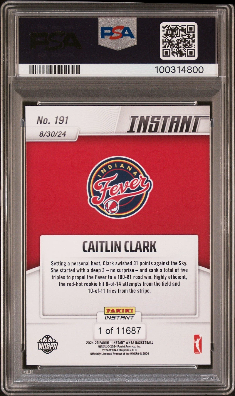 2024 Panini Instant Wnba Caitlin Clark PSA