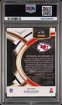 2023 Panini Select 140 Patrick Mahomes Ii Die-cut Neon Green Prizm PSA 10