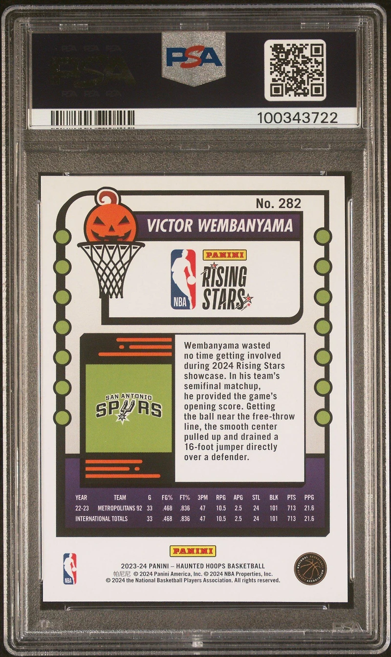 2023 Panini Haunted Hoops Victor Wembanyama Orange PSA 10